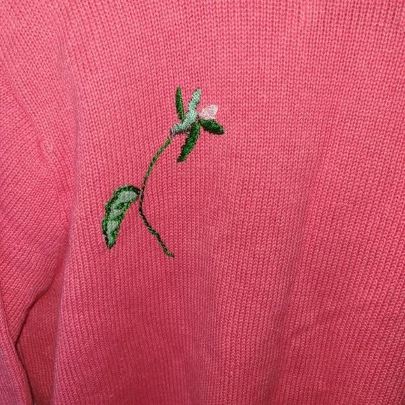 Storybook Knits Pink Cardigan Sweater Roses L - Picture 14 of 14